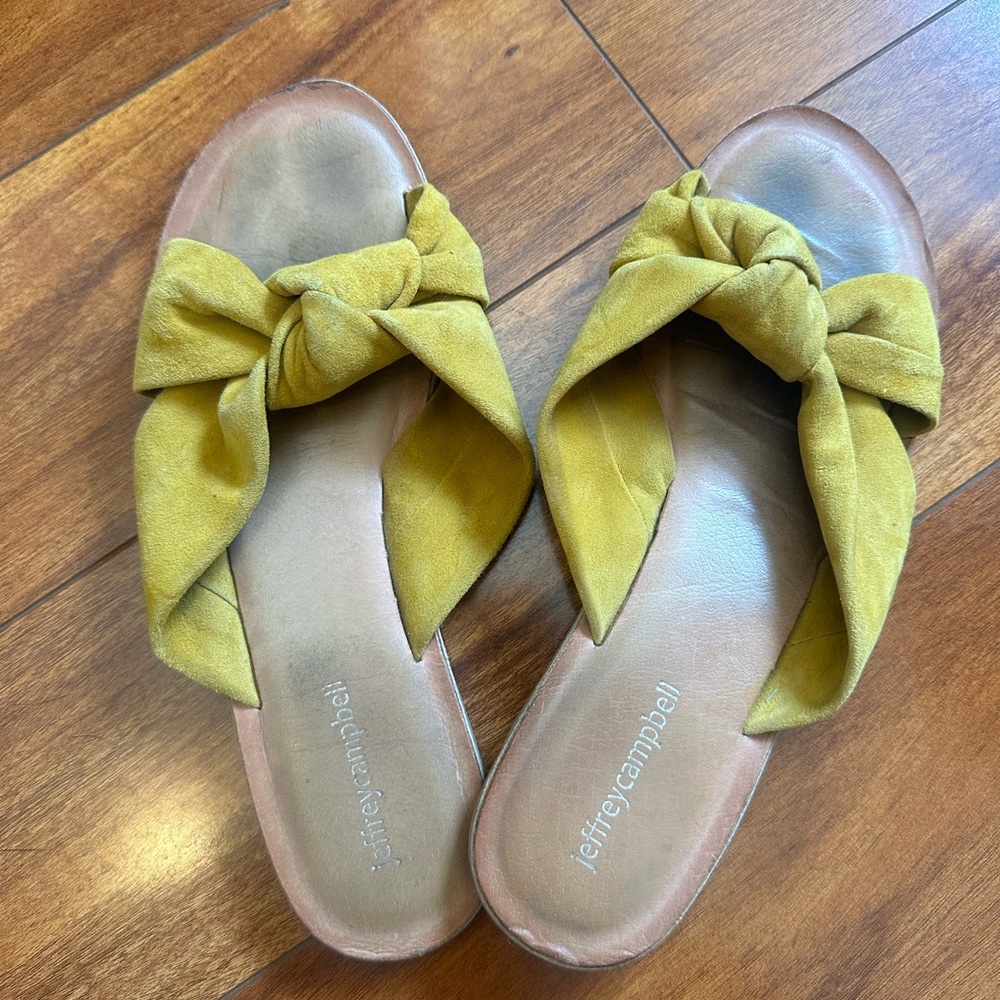 Jeffrey Campbell suede tie slide sandals